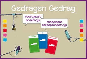 Een afbeelding van een microfoon met de woorden gedraag gedraag, met de nadruk op vo/mbo. School en Veiligheid
