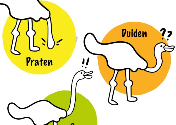 drie struisvogels ter illustratie van struisvogel-gesprekstool