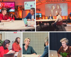 Een diverse groep mensen die aan een tafel zitten en deelnemen aan discussies en activiteiten ter bevordering van gendergelijkheid. School en Veiligheid