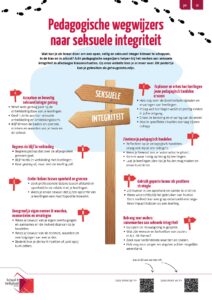 Een poster met de woorden pedagogie en integratie, met nadruk op pedagogische wegwijzers naar seksuele integriteit (po). School en Veiligheid