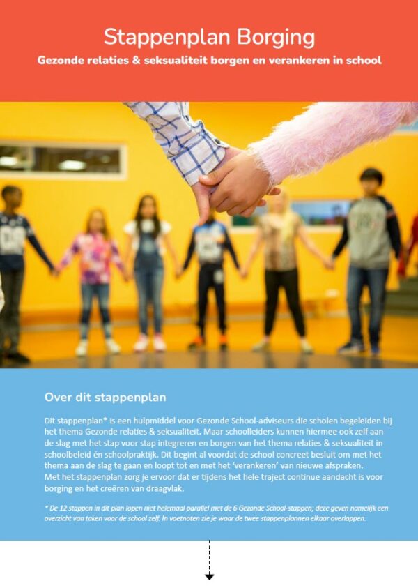Stappenplan Borging:  Gezonde relaties & seksualiteit borgen en verankeren in school