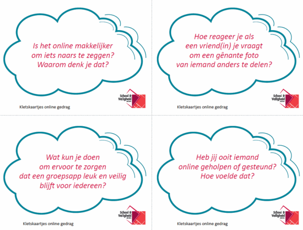 Kletskaartjes Online gedrag